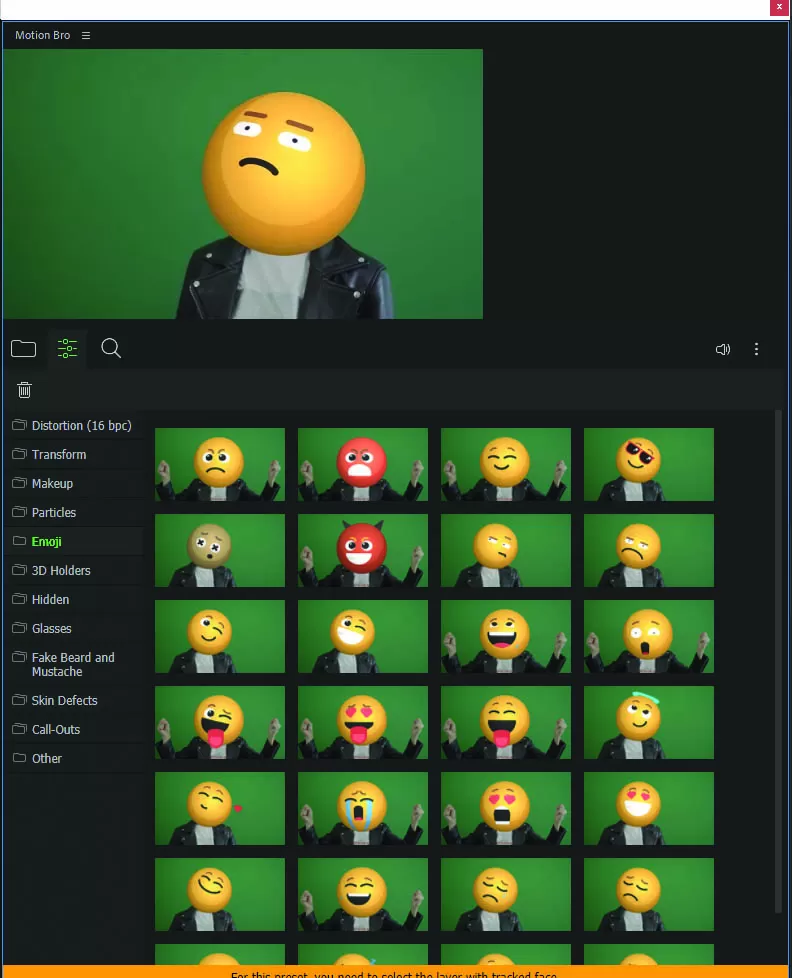 Emoji Effects and its filters in face tool